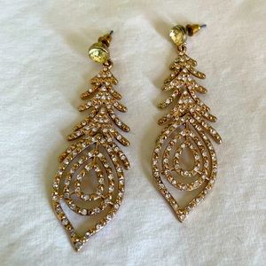 Peacock rhinestone earrings.